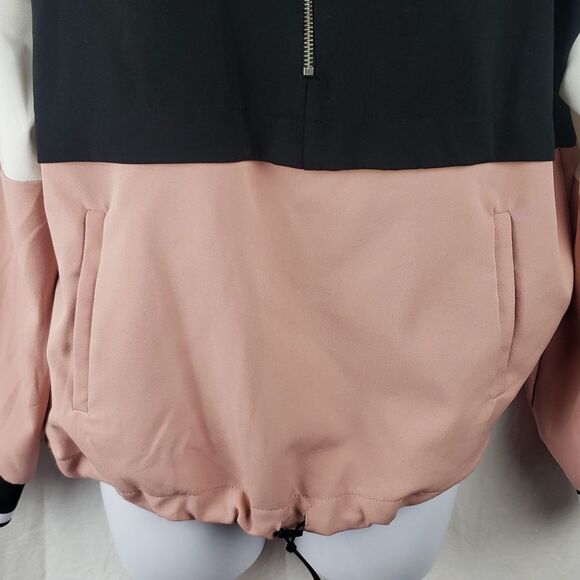 Zara Women's Small Pink Black White Colorblock Track Hooded Jacket - Picture 3 of 9